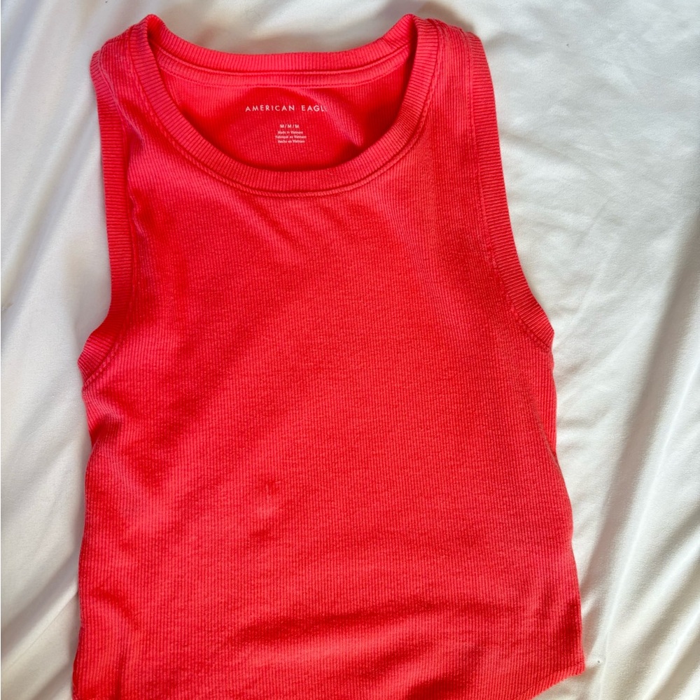 American Eagle Coral Ribbed Tank